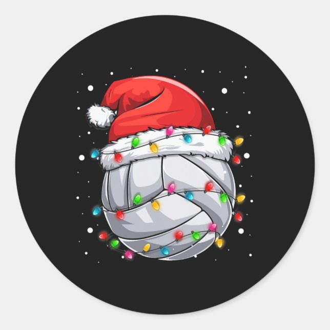 Weihnachtsvolleyball Xmas Weihnachtssport Hat Ball Runder Aufkleber (Vorderseite)
