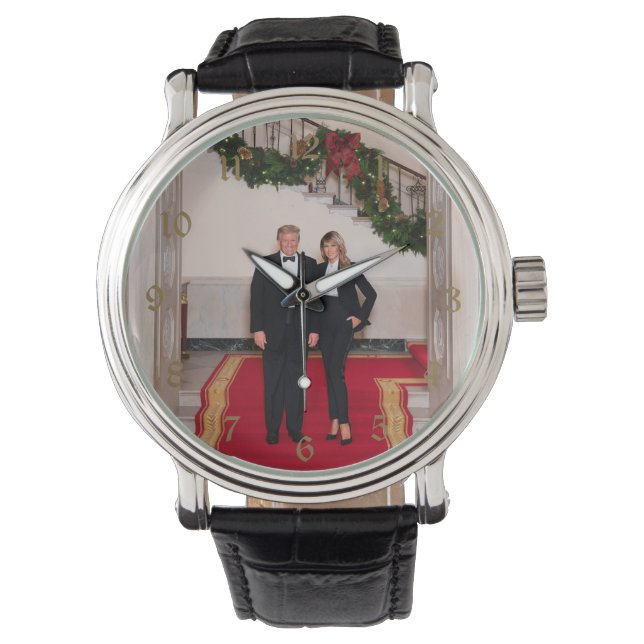 Weihnachtsvorbereitungen von Präsident Donald Trum Armbanduhr (Vorderseite)
