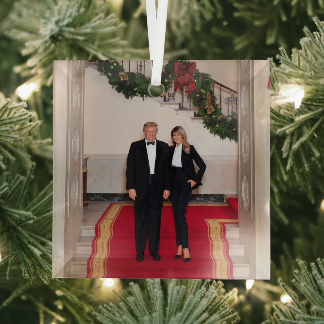 Weihnachtsvorbereitungen von Präsident Donald Trum Ornament Aus Glas (Insitu)