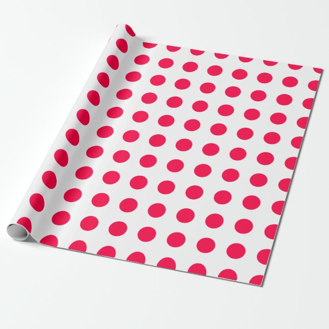 Weihnachtsvorlage Red Polka Dots Weiß rustikal Geschenkpapier (Ungerollt)