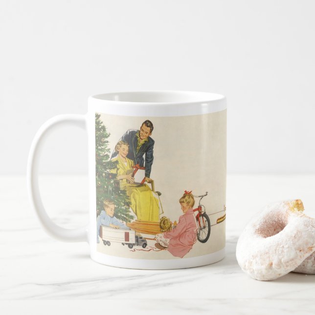 Weihnachtsvormittag, Familienfeierlichkeiten Tasse (Mit Donut)