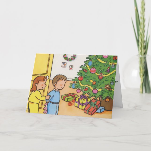 Weihnachtsvormittag Feiertagskarte (Vorderseite)