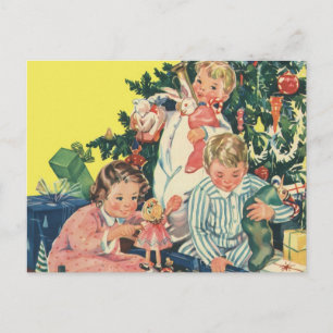 Weihnachtsvormittag, Kinder-Eröffnungsgeschenke Feiertagspostkarte