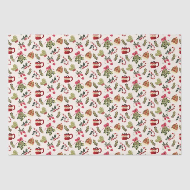 Weihnachtsvormittag mit Kakao und Marshmallows Seidenpapier (Vorderseite)