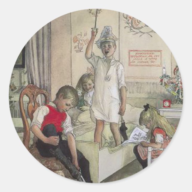 Weihnachtsvormittag Runder Aufkleber (Vorderseite)