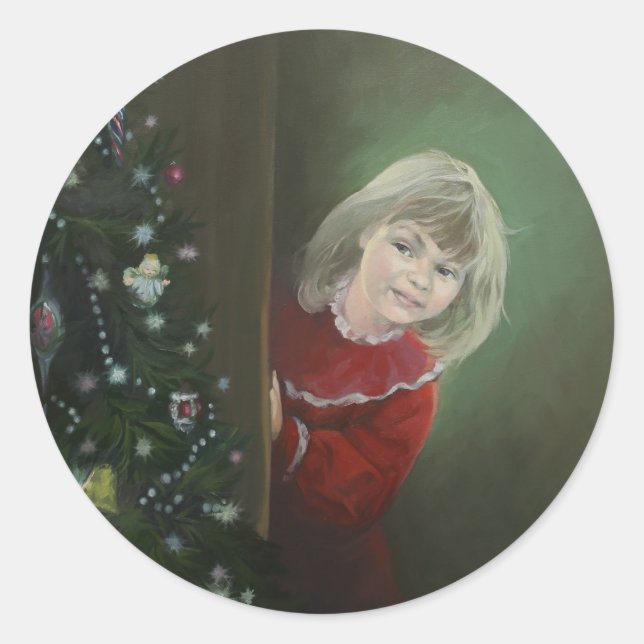 Weihnachtsvormittag Runder Aufkleber (Vorderseite)