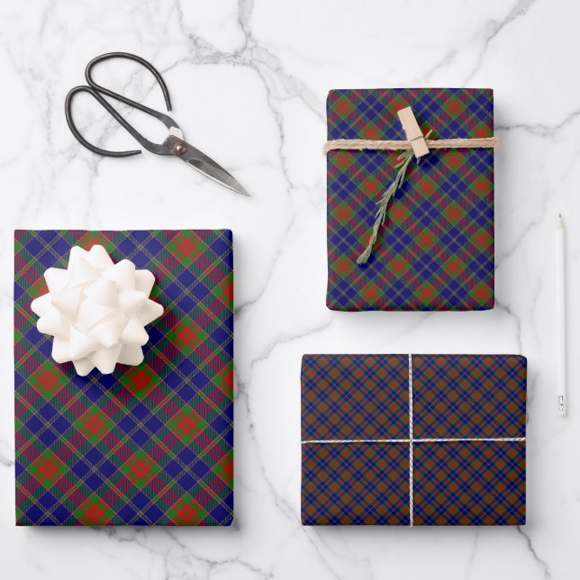 Weihnachtsvormittag Scottish Tartan Pattern Geschenkpapier Set (Vorderseite)