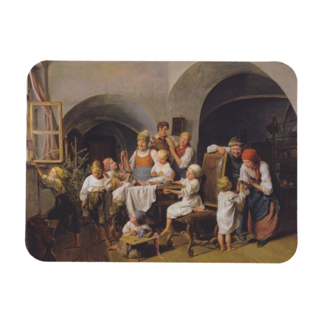 Weihnachtsvormittag (von Ferdinand Georg Waldmülle Magnet (Horizontal)