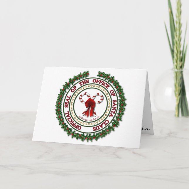 Weihnachtsvormittags Hinweis vom Weihnachtsmann Feiertagskarte (Vorderseite)