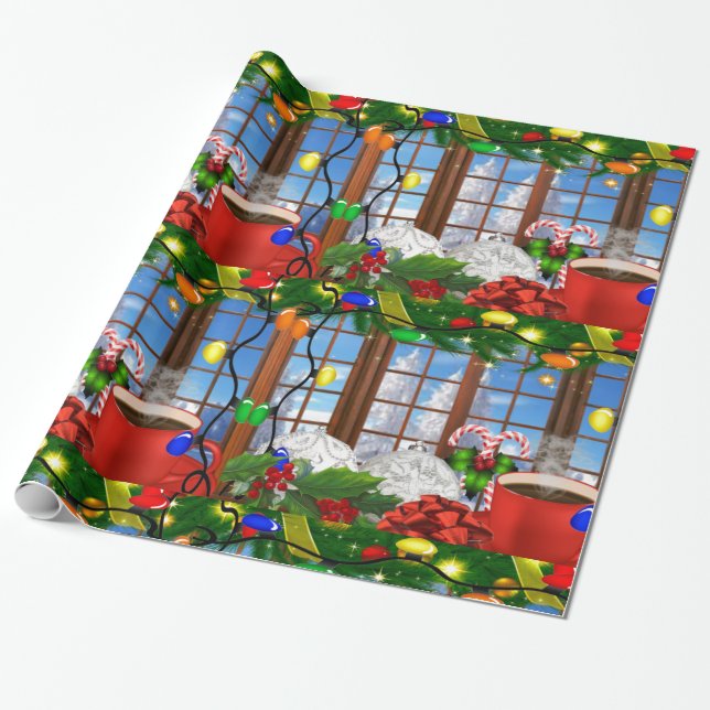 Weihnachtsvormittagspapier Geschenkpapier (Ungerollt)