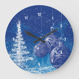 Weihnachtsvorstellung in Weiß und Blau Große Wanduhr