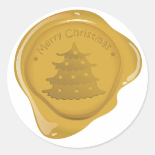 Weihnachtswachssiegel-Symbol - Weihnachtsbaum Runder Aufkleber