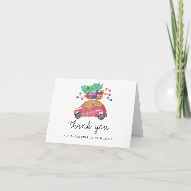 Weihnachtswagen - Babydusche Danke (Vorderseite)