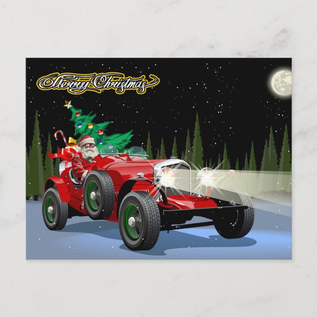 Weihnachtswagen Feiertagspostkarte (Vorderseite)