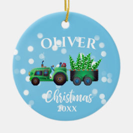 Weihnachtswagen Foto Niedlich Blue Kids Keramik Ornament