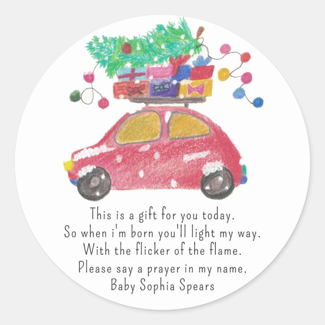 Weihnachtswagen - Gebetskandal Runder Aufkleber (Vorderseite)