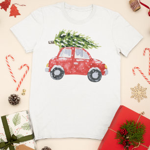 Weihnachtswagen mit Aquarellfarbe T-Shirt