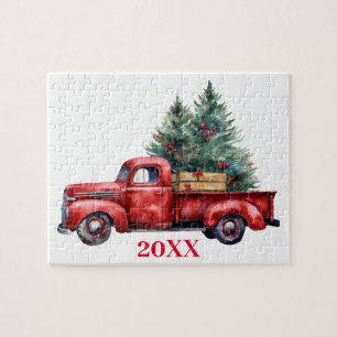 Weihnachtswagen mit Baum Puzzle