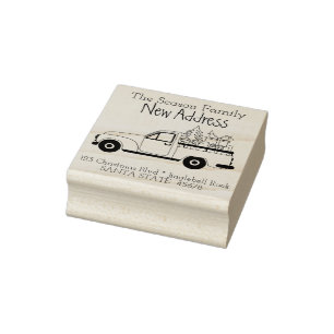 Weihnachtswagen New Addres Rücksendeadresse Briefm Gummistempel