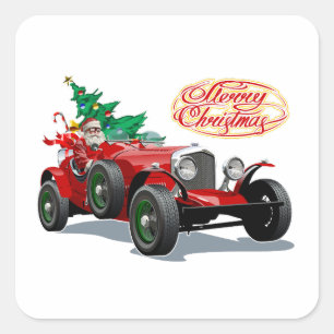 Weihnachtswagen Quadratischer Aufkleber