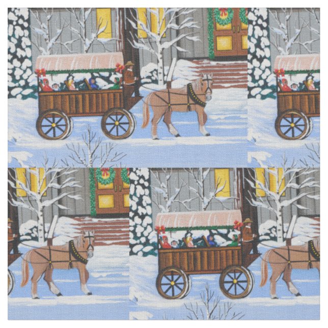 Weihnachtswagen Stoff (Nahaufnahme)