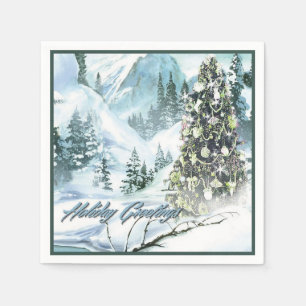 Weihnachtswald Feiertage Grüße Napkins Serviette