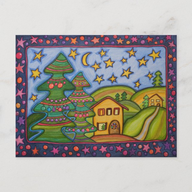 Weihnachtswald Feiertagspostkarte (Vorderseite)
