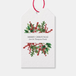 Weihnachtswald Festliche Berries Acorn Evergreen Geschenkanhänger