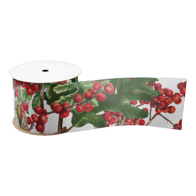 Weihnachtswald Festliche Berries Acorn Evergreen Satinband (Spule)