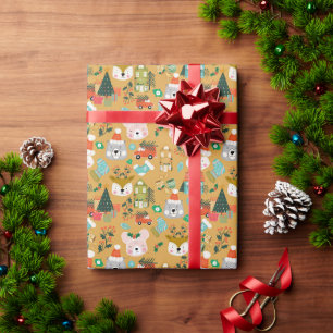Weihnachtswald Festliche Furcht Freunde Gelb Geschenkpapier