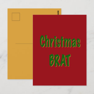 Weihnachtswald Grün Gold Bratwurst auf Karmesinrot Postkarte