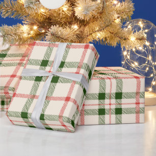 Weihnachtswald grün rot weiß kariert vintage geschenkpapier