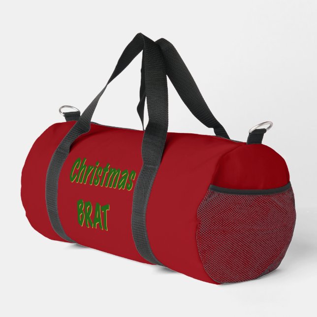 Weihnachtswald Grüne Goldbutt auf Crimson Red Duffle Bag (Rechte Ecke)