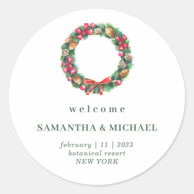 Weihnachtswald Herbst Winter Runder Aufkleber (Vorderseite)