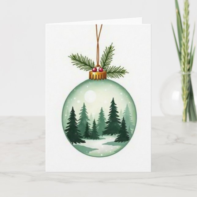 Weihnachtswald-Ornament Karte (Vorderseite)