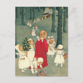 WeihnachtswaldAngels Feiertagspostkarte