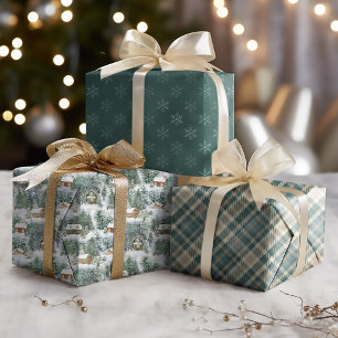 Weihnachtswaldkabinen Rustikaler Urlaub Geschenkpapier Set