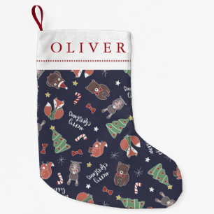 Weihnachtswaldtier-individueller Name Kleiner Weihnachtsstrumpf