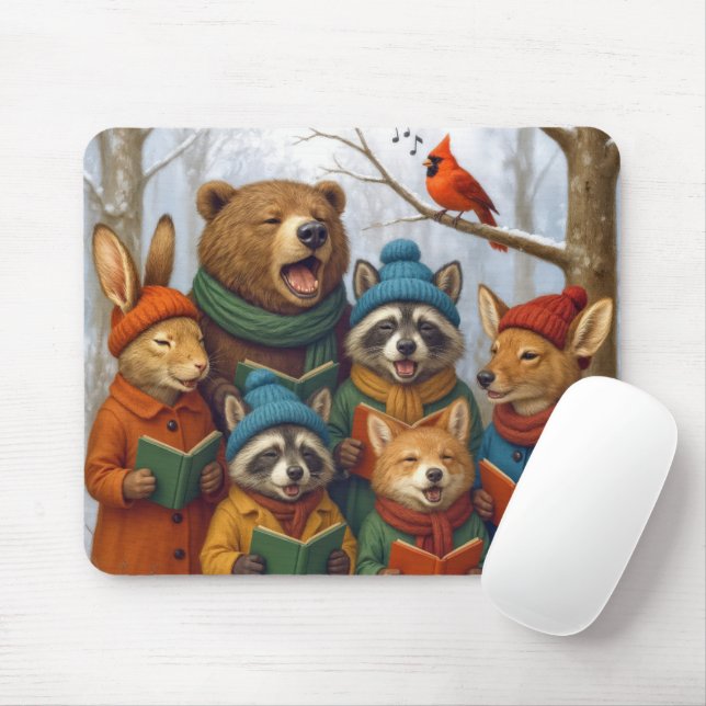 Weihnachtswaldtiere beim Singen von Weihnachtslied Mousepad (Mit Mouse)