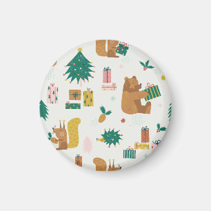 Weihnachtswaldtiere: Vintage-Stimmung Magnet