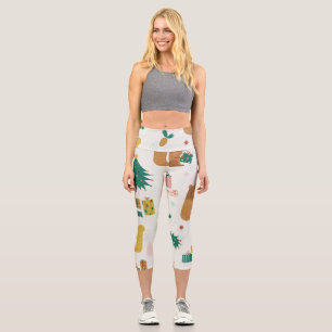 Weihnachtswaldtiere: Vintage Tiere Capri Leggings