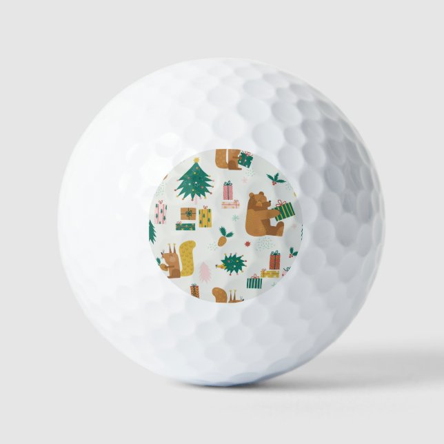 Weihnachtswaldtiere: Vintage Tiere Golfball (Vorderseite)