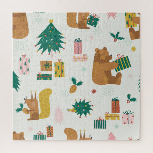 Weihnachtswaldtiere: Vintage Tiere Puzzle