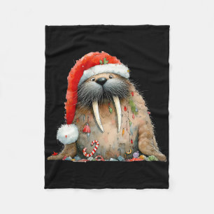 Weihnachtswalross Fluffig Lustig Winter Süßes Walr Fleecedecke