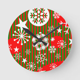 Weihnachtswanduhr Freude für die Welt Rot & Grün Runde Wanduhr