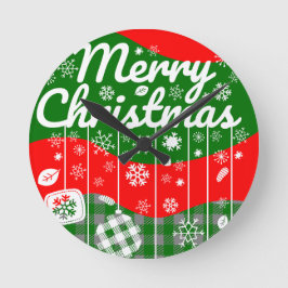 Weihnachtswanduhr – Weiße Ornamente Runde Wanduhr