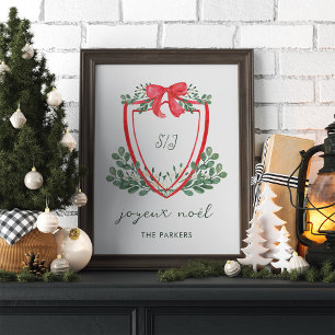 Weihnachtswappen im skurrilen Stil Joyeux Noël Poster