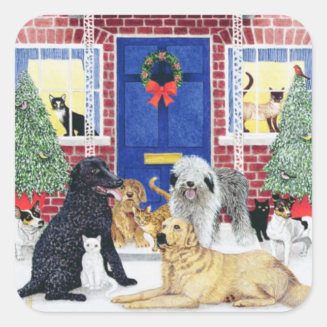 Weihnachtswärme Quadratischer Aufkleber (Vorderseite)