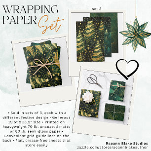 Weihnachtswaschpapier - Flachblatt Set 3 Geschenkpapier Set