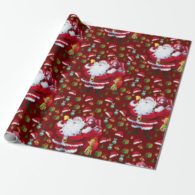 Weihnachtswaschpapier Santa Geschenkpapier (Ungerollt)